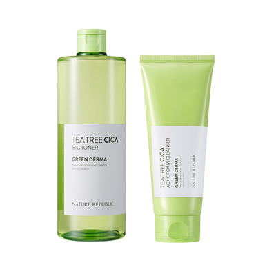 Green Derma Tea Tree CICA Foam Cleanser + Toner Set [FREE NCT 127 Official Collector Photocard]