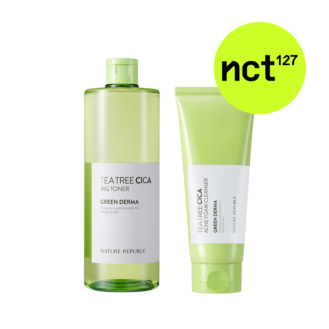 Green Derma Tea Tree CICA Foam Cleanser + Toner Set [FREE NCT 127 Official Collector Photocard]